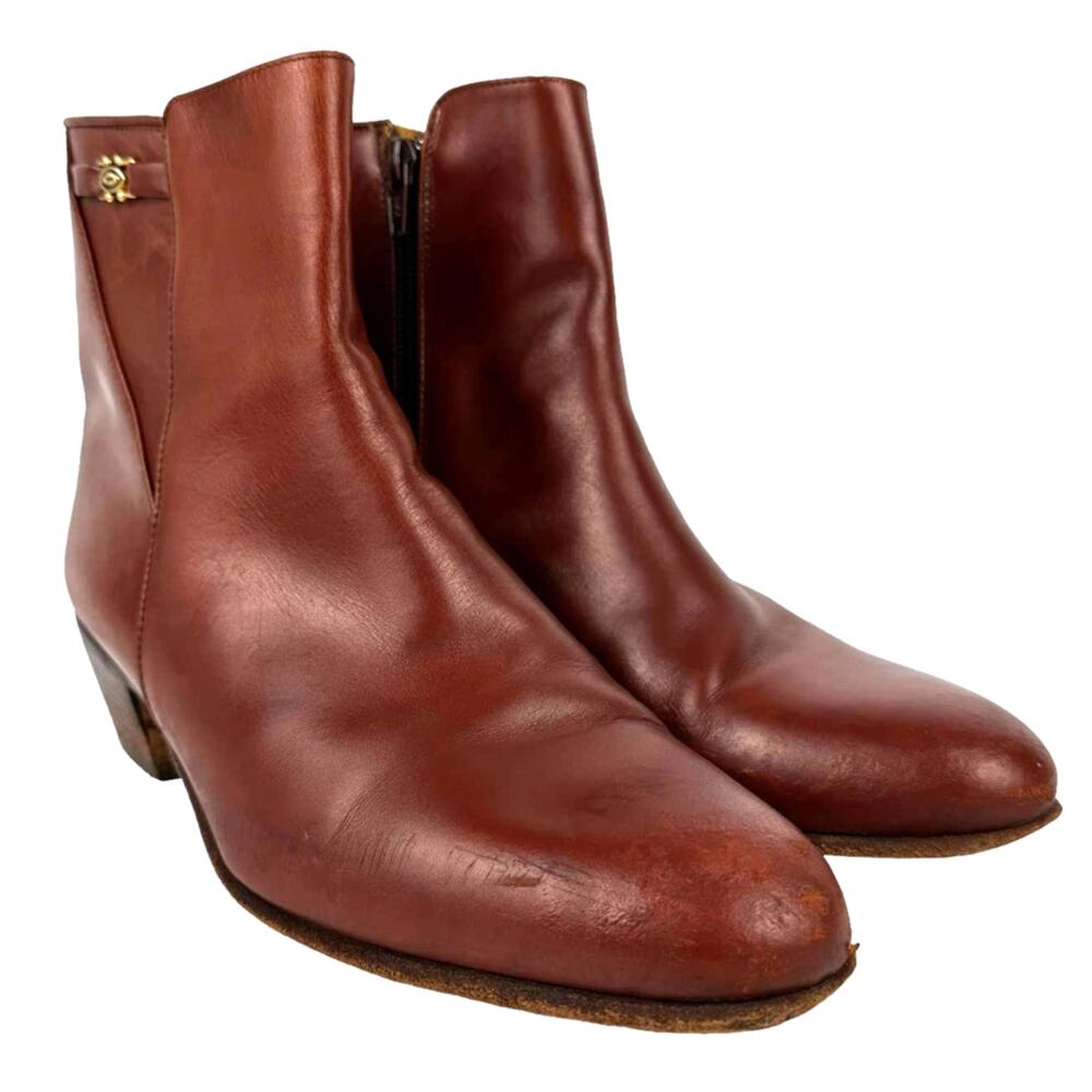 DUE Leoni VARESE Sz: 9.5 US / EU 41 Brown Side Zip Italian Mid Leather Boots